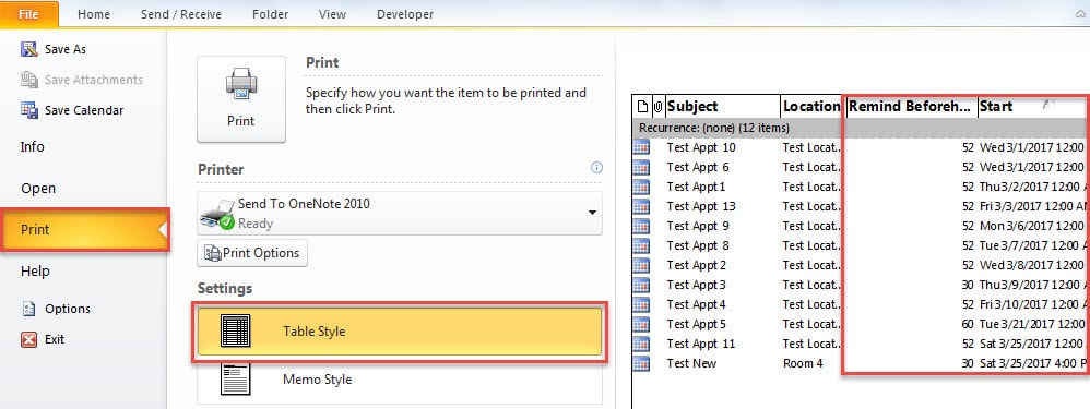 Print the List in Table Style