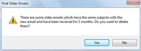 Prompt Asking Whether to Delete the Older Emails