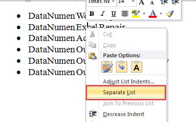 Right Click on List item->Choose "Separate List"