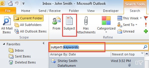 Search Emails by Subject