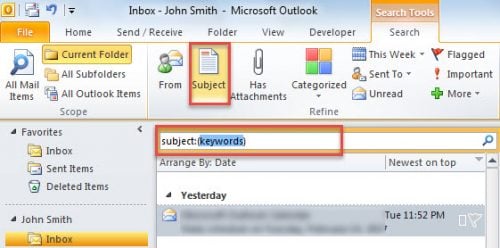 2 Quick Methods To Search For The Emails Without A Subject In Outlook