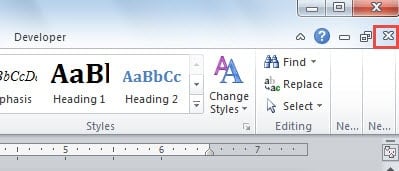 Show "Close Window" Button in Word 2010