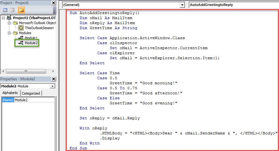 VBA Codes - Auto Add Greetings to Reply Messages