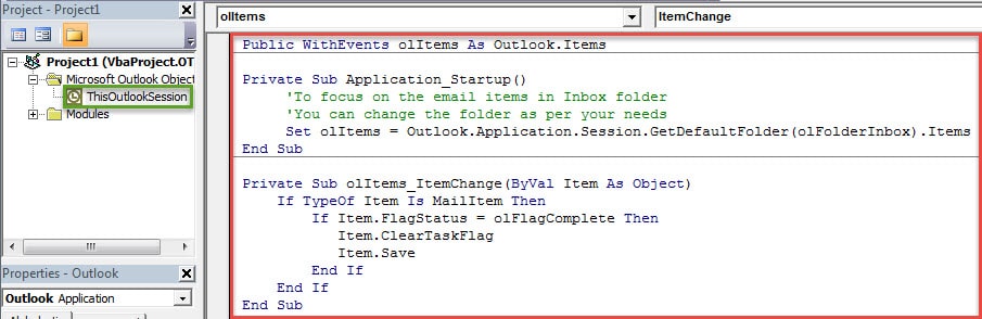 VBA Codes - Auto Clear the Flags When Marking Follow-Up Emails as Complete
