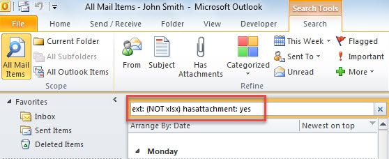 Find Email Attachments Not with Specific File Types