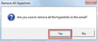 Prompt Asking if Remove All the Hyperlinks