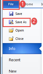 Click "File"->Click "Save As"
