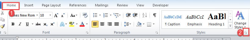 Click "Home" ->Click "Styles"