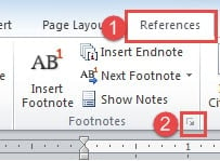Click "References"->Click the Button