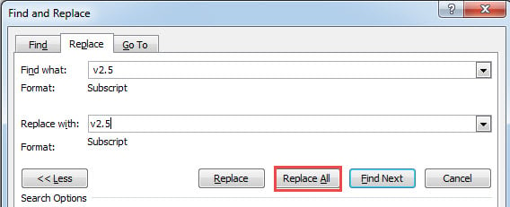 Click "Replace All"