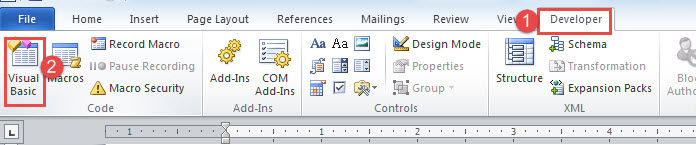 Click "Developer"->Click "Visual Basic"
