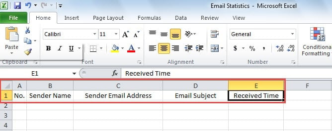 Create an Excel file