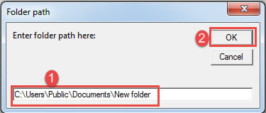 Enter Folder Path->Click "OK"