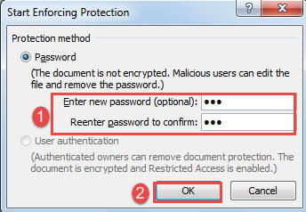 Enter and reenter password->Click "OK"