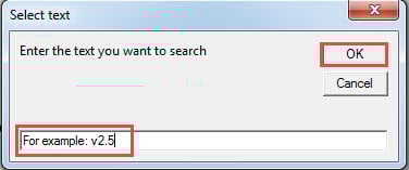 Enter finding text->Click "OK"