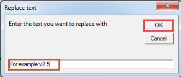Enter replacing text