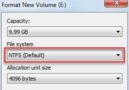Format the Drive with NTFS