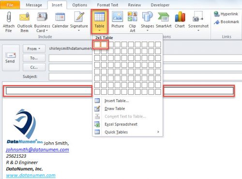 Table Signatures Example 3 Methods to Make Picture Well-Aligned with Text in Your Outlook Signature