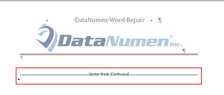 Insert a section break