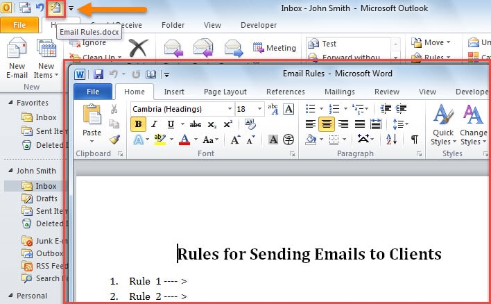 Quickly Open a Specific Word Document from within Outlook