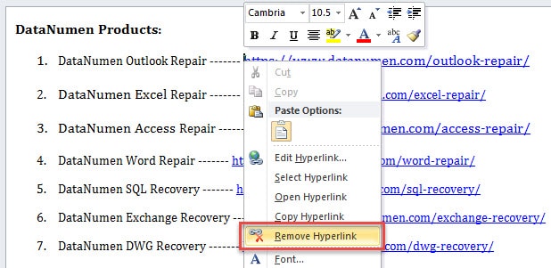 Remove Hyperlink in Right Clicking Menu