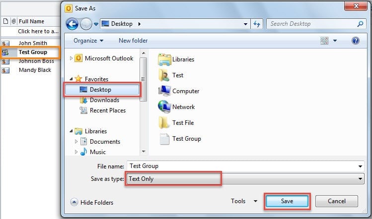 Save the Contact Group as Text Only
