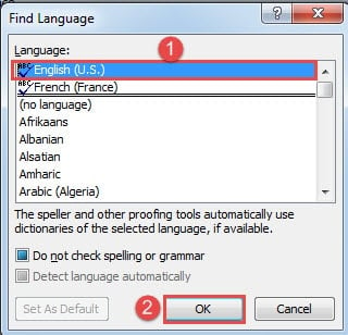 Select Language->Click "OK"