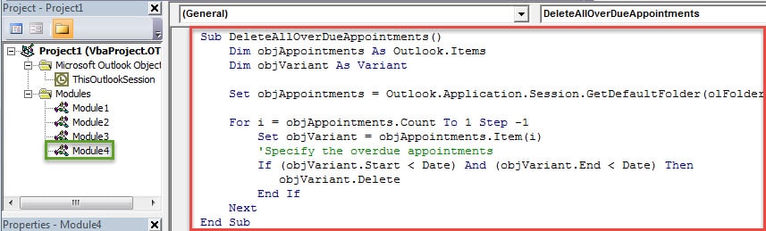 VBA Codes - Remove All Overdue Appointments