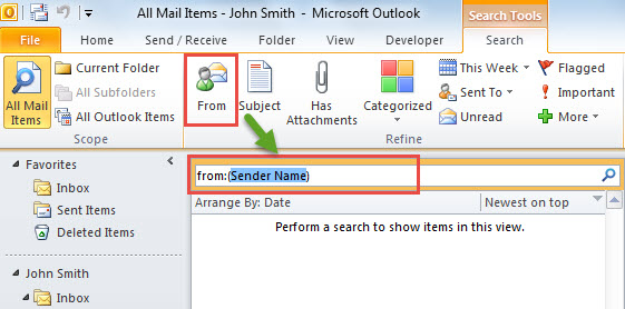 Search Emails from a Specific Sender