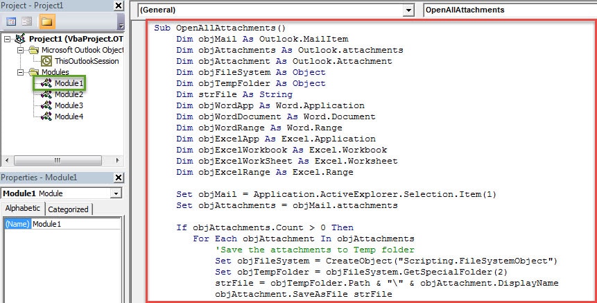 VBA Codes - Open All Attachments