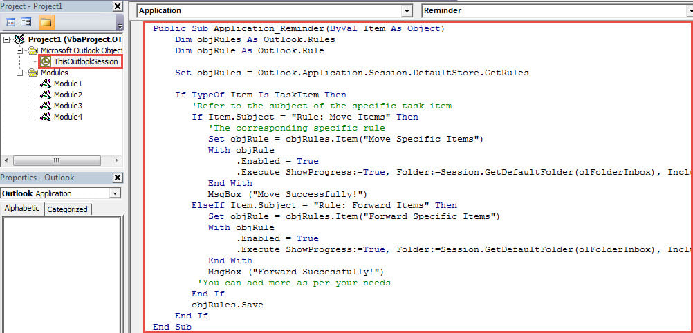 VBA Codes - Schedule Specific Outlook Rules to Run at a Specific Time