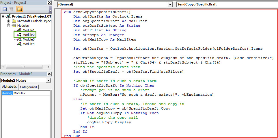VBA Codes - Send the Copy of a Draft Email