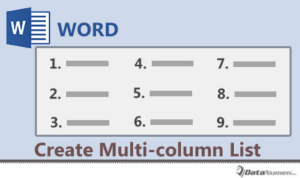 luo Monipalstainen tai numeroitu luettelo