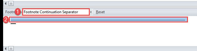 Choose "Footnote Continuation Separator" ->Select the Separator
