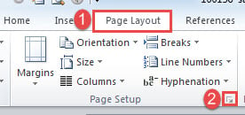 Click "Page layout"->Click the arrow button