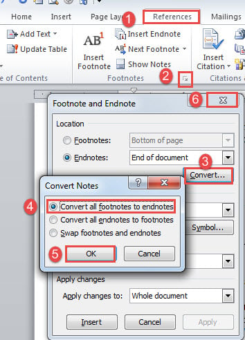 convert endnotes to footnotes openoffice