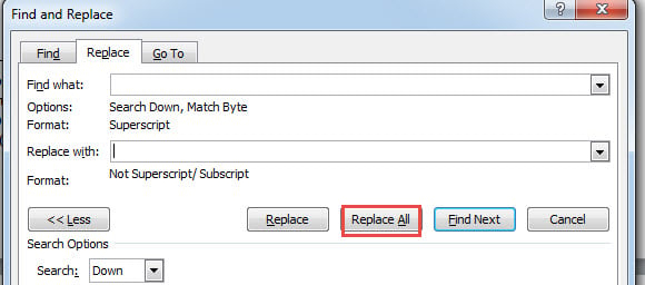 Click "Replace All"