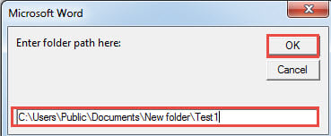 Enter folder path->Click "OK"