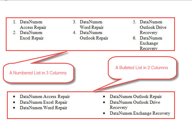 Lista en varias columnas