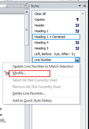 Right click on Style Name->Choose "Modify"