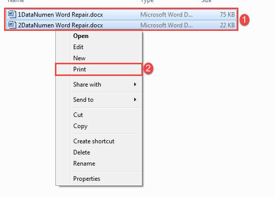 Select Documents->Right Click->Choose "Print"
