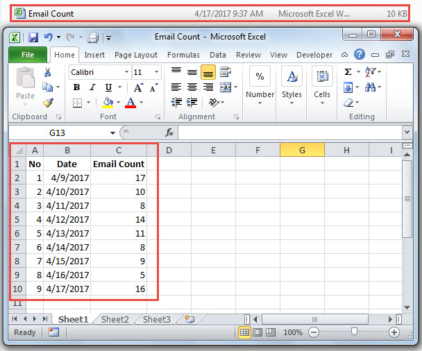 Excel File for Email Count