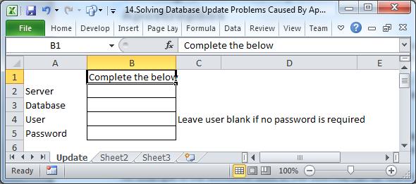Name The First Sheet "Update" And Complete As This