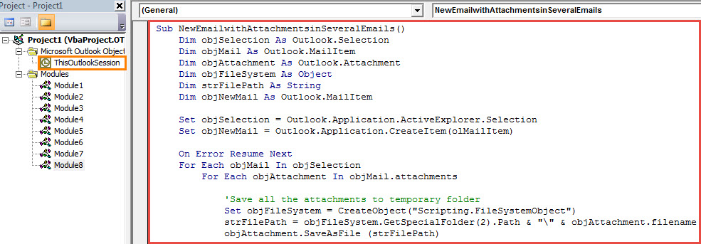 VBA Code - Batch Copy All Attachments from Multiple Emails to a New Email