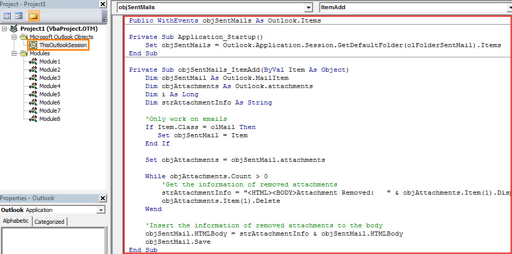 VBA Codes - Auto Remove the Attachments of an Email after Sending It