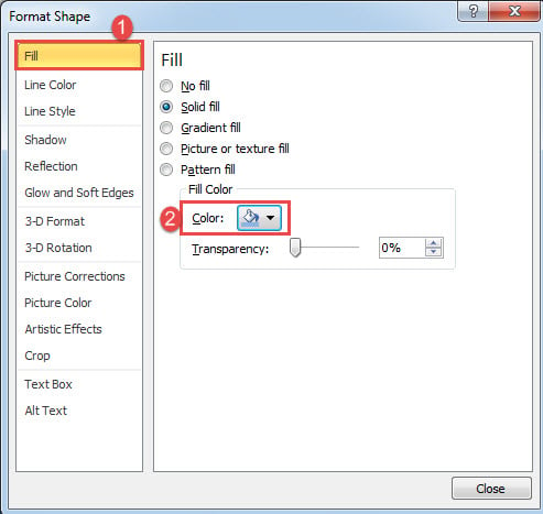 Click "Fill"->Choose a Fill Color