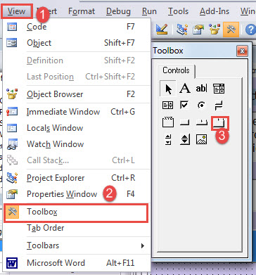 Click "View"->Choose "Toolbox"->Click "MultiPage"