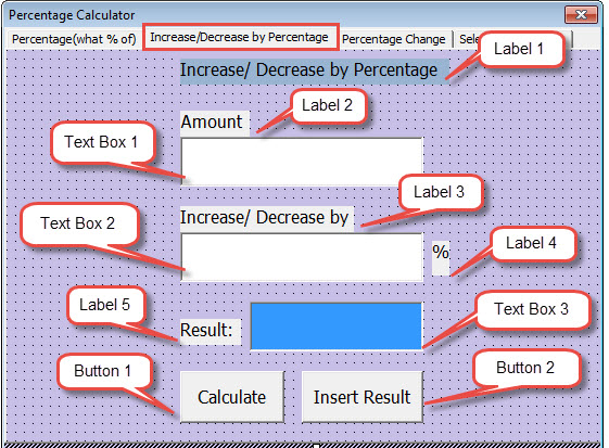 Create Five Labels and Three Text Boxes and Two Command Buttons