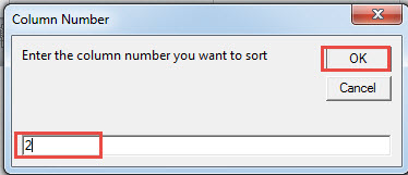 Enter Column Number->Click "OK"