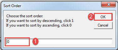 Enter a Number to Specify a Sorting Rule->Click "OK"